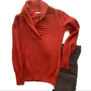 Old Navy Orange Collared Cable Knit Cotton Sweater Size M